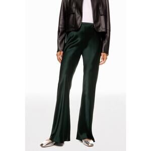 Elegant Green Satin Women's Pants